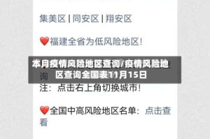 本月疫情风险地区查询/疫情风险地区查询全国表11月15日